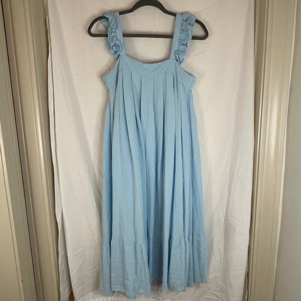 Mable Womens Light Blue Midi Dress Ruffle Sleeves Cottagecore Size Small‎